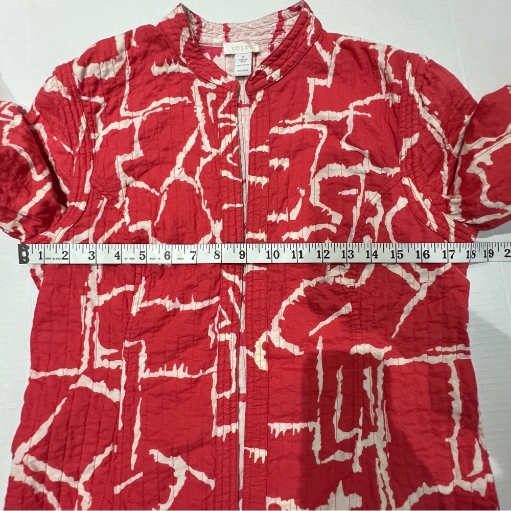 Chico’s Quilted Blazer Jacket Womens Size 0 Reversible Open Front Coral - Picture 9 of 11